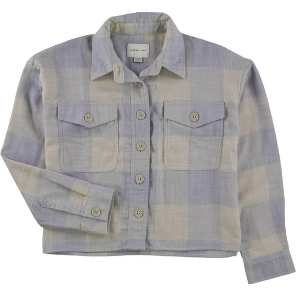 American Eagle Womens Plaid Button Up Shirt, Purple, X-Small