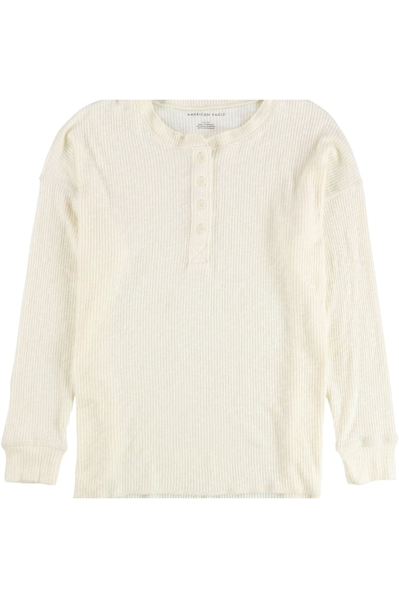 American Eagle Womens Ribbed Pullover Sweater, Off-White, Small