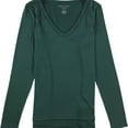 thumbnail image 1 of American Eagle Womens Ribbed Solid Pullover Blouse, Green, Small, 1 of 2