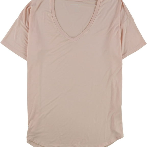 American Eagle Womens Solid Basic T-Shirt, Pink, Small