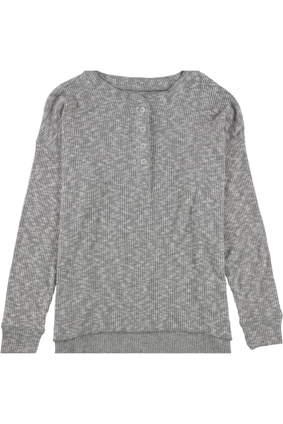 American Eagle Womens Solid Henley Shirt, Grey, Small