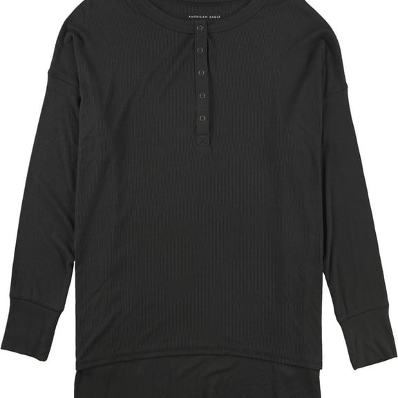 American Eagle Womens Solid Henley Shirt, Grey, Small