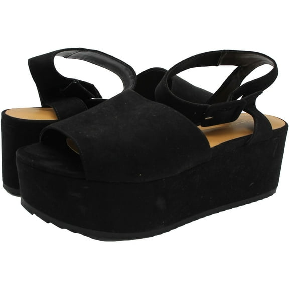 American Eagle Womens Solid Platform Sandals, Black, 7