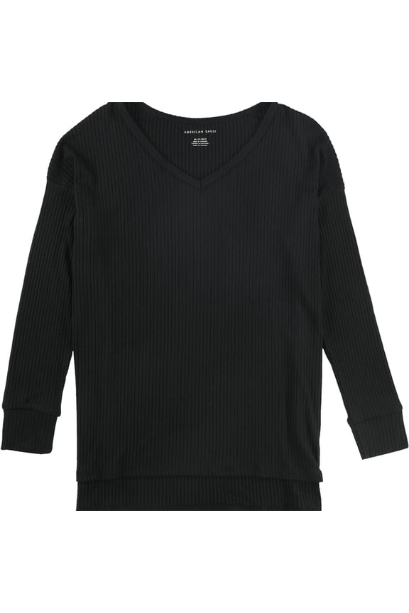 American Eagle Womens Solid Pullover Blouse, Black, Medium
