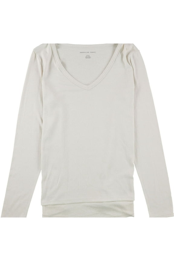 American Eagle Womens Solid Pullover Blouse, Off-White, Medium