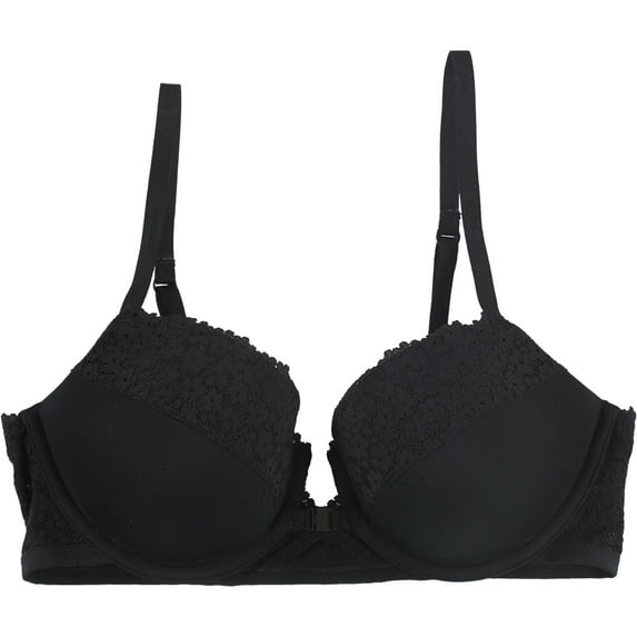 American Eagle Womens Solid With Lace Demis Bra, Black, 34C