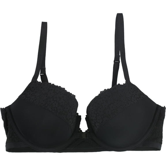 American Eagle Womens Solid With Lace Demis Bra, Black, 34C