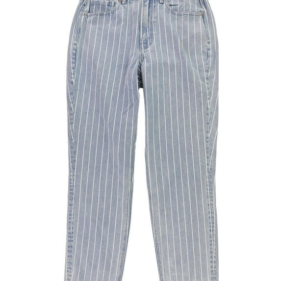 American Eagle Womens Striped Mom Straight Leg Jeans, Blue, 2 Regular