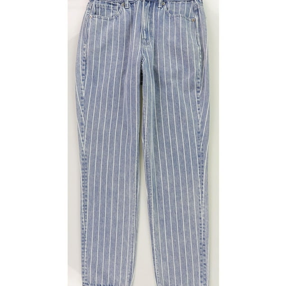 American Eagle Womens Striped Mom Straight Leg Jeans, Blue, 4 Regular