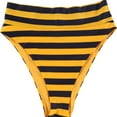 thumbnail image 1 of American Eagle Womens Stripes High Cut Cheeky Bikini Swim Bottom, Yellow, Medium, 1 of 2