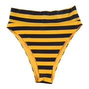 American Eagle Womens Stripes High Cut Cheeky Bikini Swim Bottom, Yellow, Medium