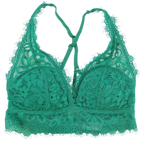 American Eagle Womens Triangle Floral Lace Bralette, Green, X-Small