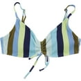 thumbnail image 1 of American Eagle Womens Vertical Stripe Bikini Swim Top, Blue, Medium, 1 of 2