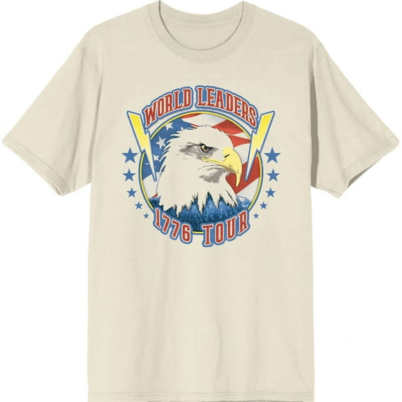 American Eagle World Leaders 1776 Tour Natural Men's Crew Neck Short Sleeve Tee-Medium