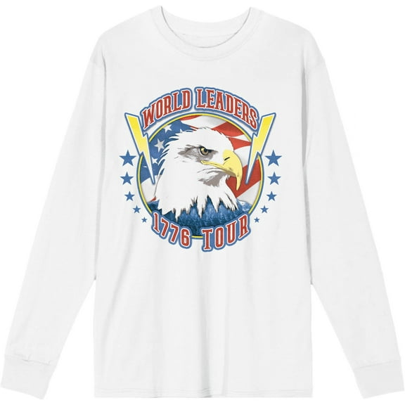 American Eagle World Leaders 1776 Tour White Adult Crew Neck Long Sleeve Tee-3XL