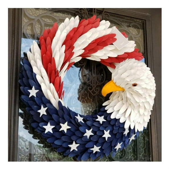 American Eagle Wreath Glory Patriotic Red White and Blue Eagle Wreath for Front Door Window Wall Decoration