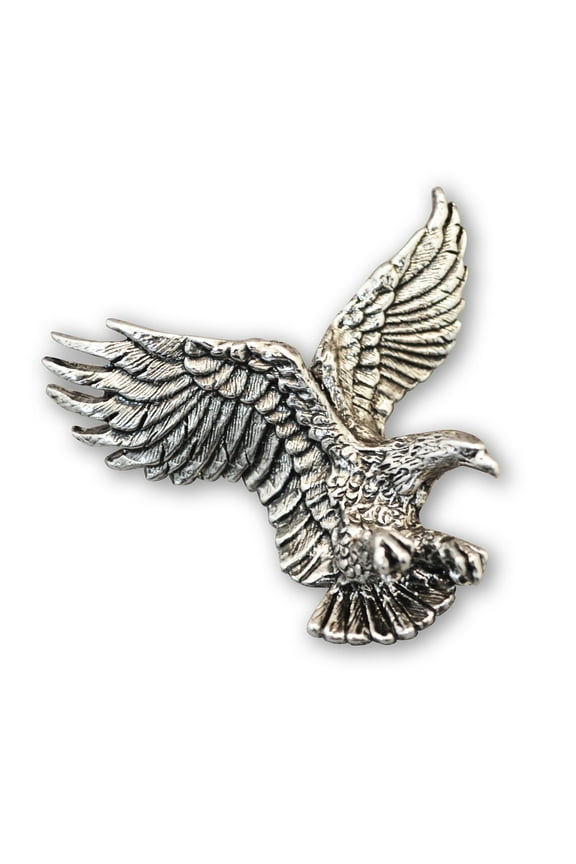 American Eagle in Flight Silver Finish Pewter Jacket or Hat Pin by Real Metal P-40