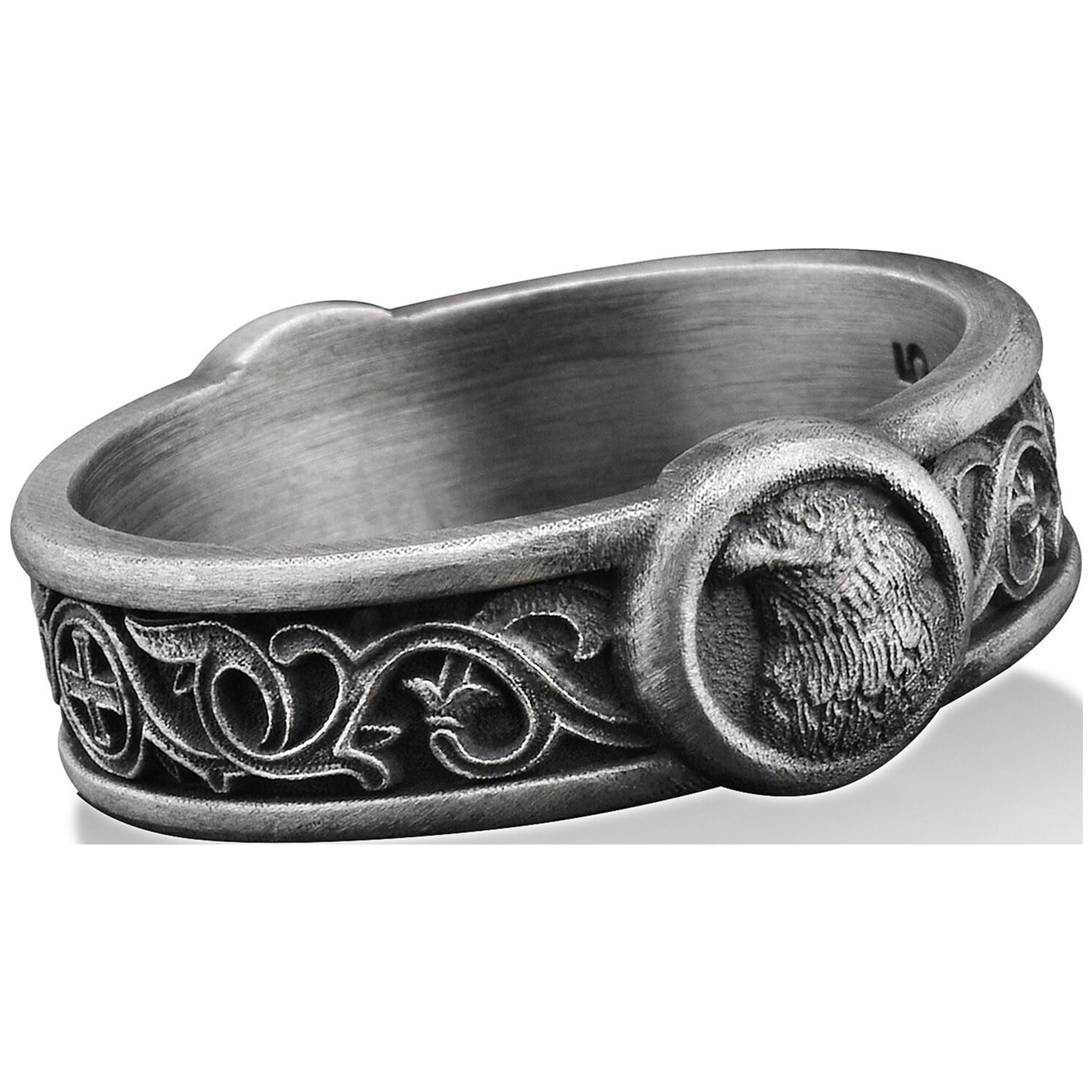 American Eagle with Lily Motif Band Ring For Men in Silver, Bald Eagle ...