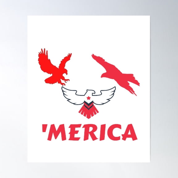 American Eagles Flying Twin Bald Freedom Defenders Patriotic Nature Landscape Wall Art, Unframed Poster
