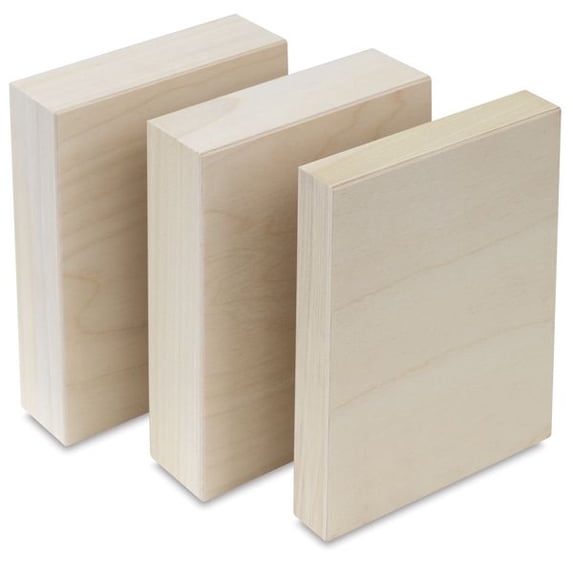American Easel Flat Wood Panel Pack - 5" x 7", Flat Panel with Two 2" Cradle, Pkg of 3