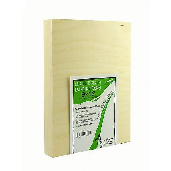 American Easel -9"x12" Deep - NATURAL 1 5/8" Poplar cradled Birch faced painting panel (Pack of 3)