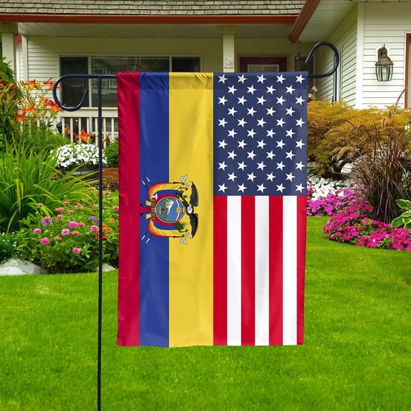 American Ecuador Flag Ecuadorian Friendship U.S.A Memorial Day Patriotic For House Flag, Double-Sided Decorative Outdoor Flag, Patriotic Polyester Yard Flag 29.5 x 39.5 in