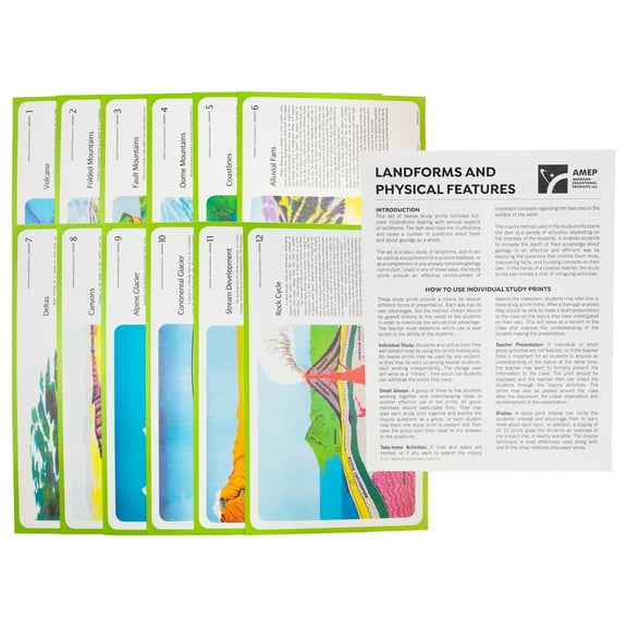 American Educational Products Landform Study Prints 12 pc Set For Grades 5+