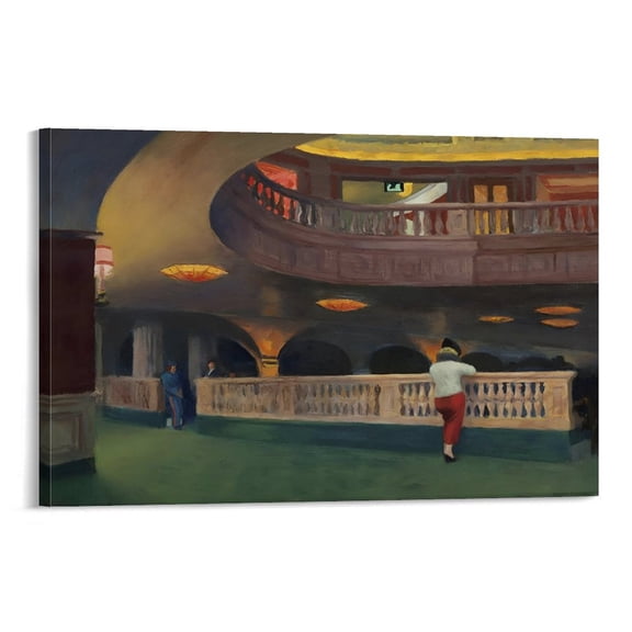 American Edward Hopper The Sheridan Theatre Poster Art Poster Canvas Painting Decor Wall Print Photo Gifts Home Modern Decorative Posters 16x24inch(40x60cm)