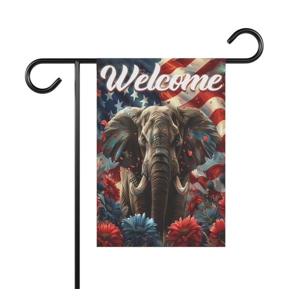 American Elephant Independence Day Flag, Elephant Flower Flag ID-0607-NQZY