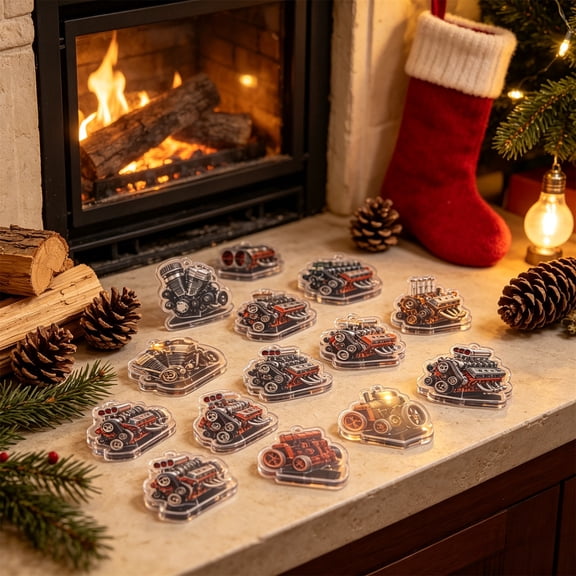 American Engine Advent Calendar 2026, 24 Days of Themed Reveals with 24 2D Hanging Ornaments, Christmas Gift for Home