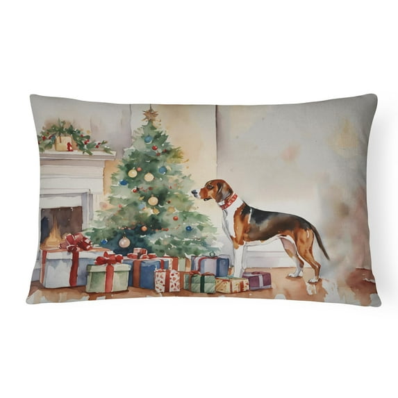 American English Coonhound Cozy Christmas Throw Pillow 12 in x 16 in