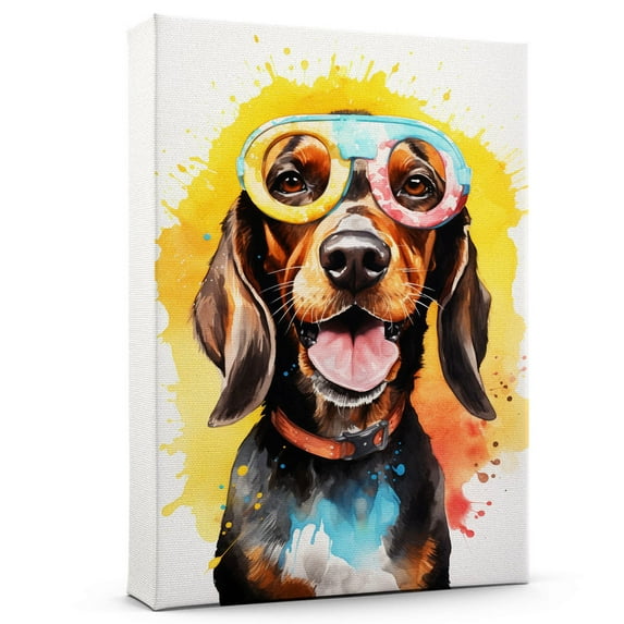 American English Coonhound Dog Canvas Wall Art,Pet Canvas Painting Puppy Artwork,Colorful-Watercolor Original Artwork Print For Bedroom, Bathroom Wall Art decor