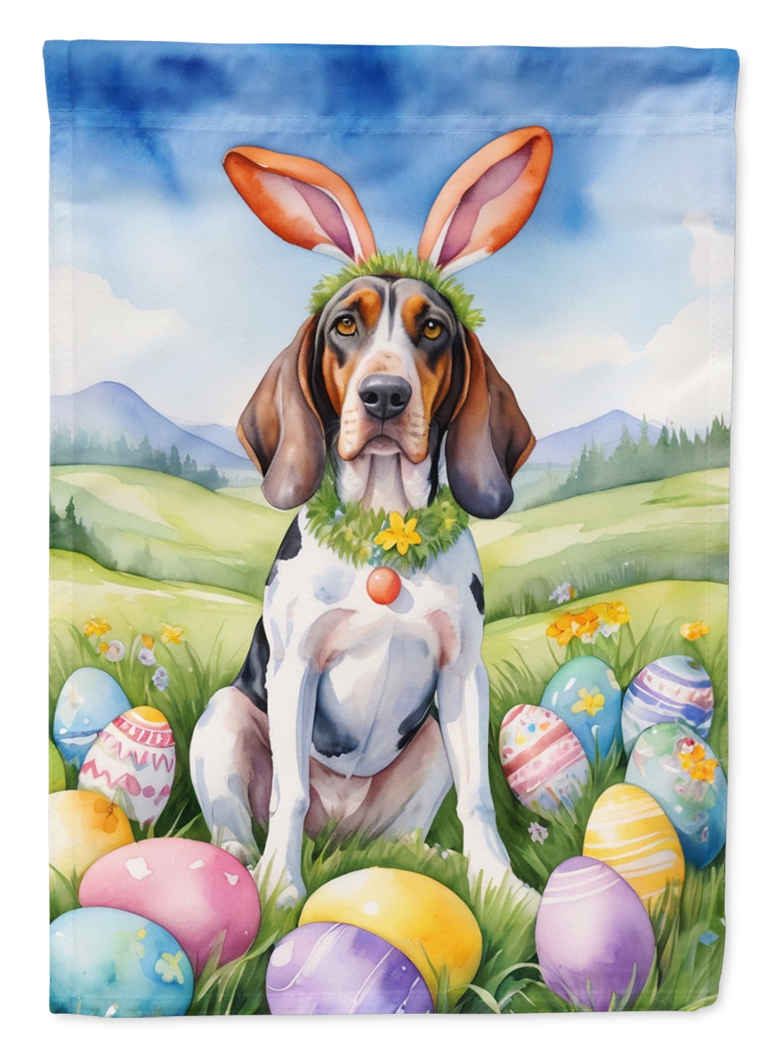 American English Coonhound Easter Egg Hunt House Flag 28 in x 40 in