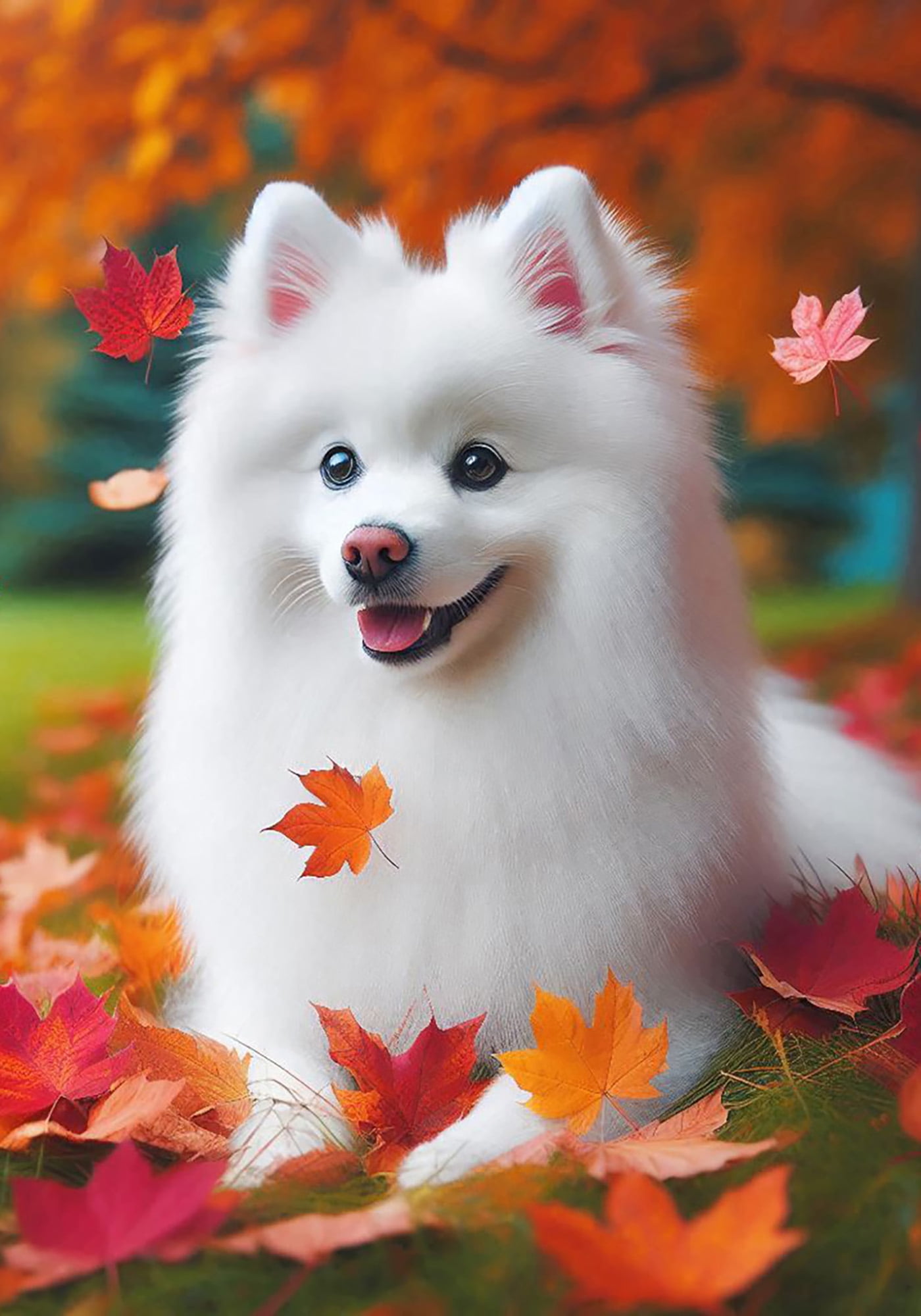 American Eskimo - Best of Breed DCR Falling Leaves House Flag - Walmart.com