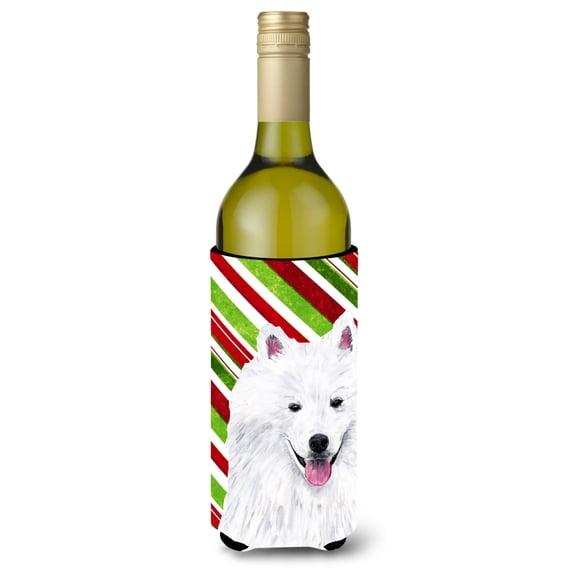 American Eskimo Candy Cane Holiday Christmas Wine Bottle Hugger