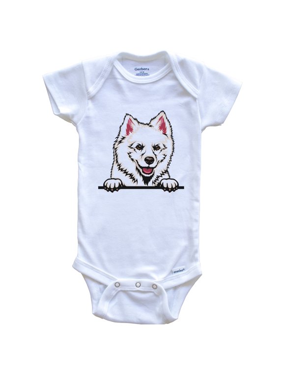 American Eskimo Dog Dog Breed Cute Baby Bodysuit, 3-6 months white