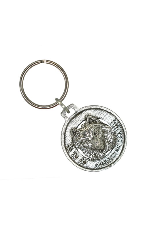American Eskimo Dog Keychain, Cloud Spitz, Canine, AKC, Pewter, Keys, Key Fob, Key Chains, Over 100 Dog Designs Available, Made in the USA, Creative Pewter Designs. D010KC