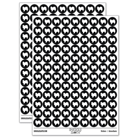 American Eskimo Dog Solid 200+ Round Stickers - Black - Matte Finish - 0.50" Size