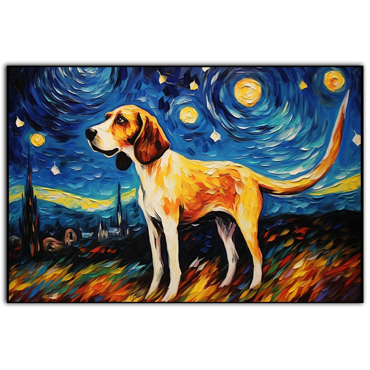American Eskimo Dog Watercolor Starry Night Van Gogh Painting Kits, Painting Watercolor Canvas, Canvas Suitable for Room Decor Cafe Decor Or Gift for Friends
