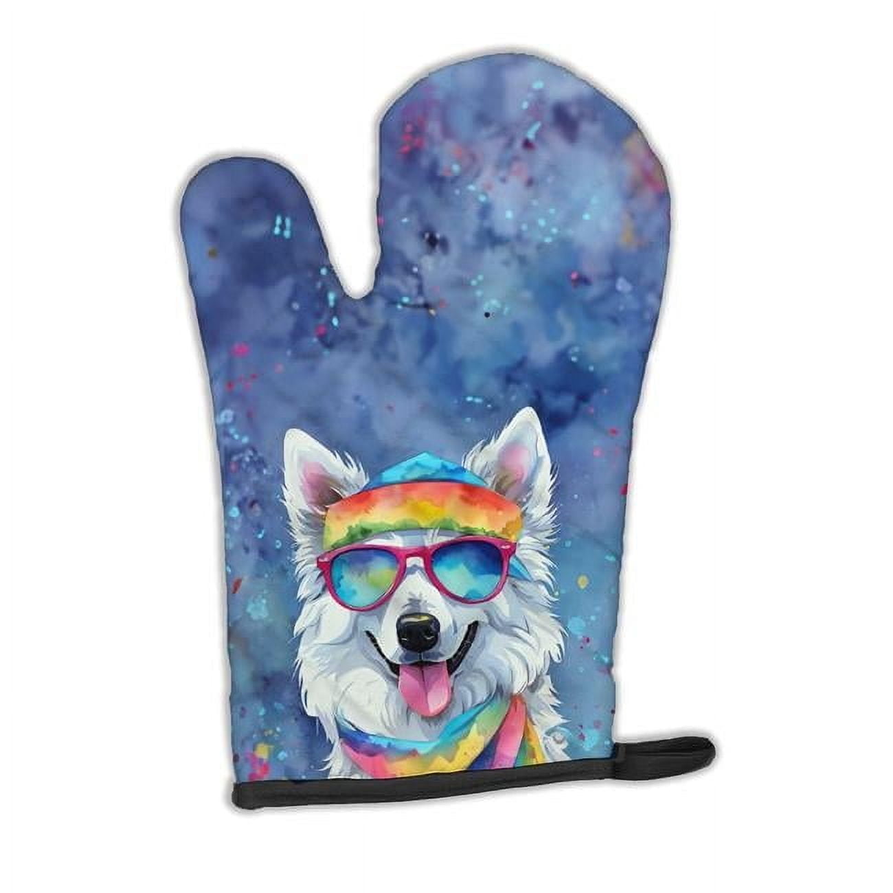 American Eskimo Hippie Dawg Oven Mitt 8.5 in x 12 in
