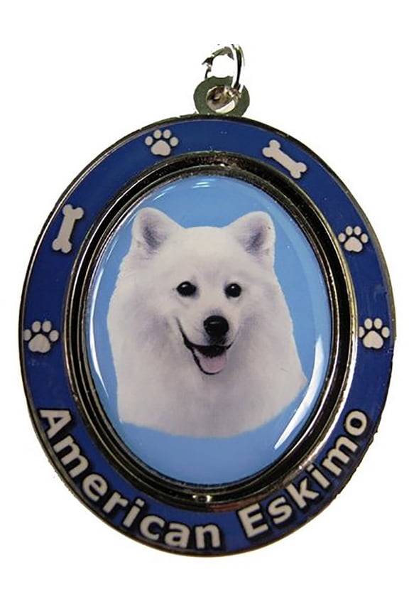 American Eskimo Key Chain "Spinning Pet Key Chains"Double Sided Spinning Center