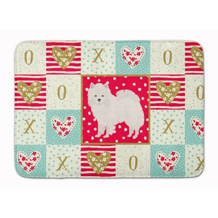 American Eskimo Love Machine Washable Memory Foam Mat Red