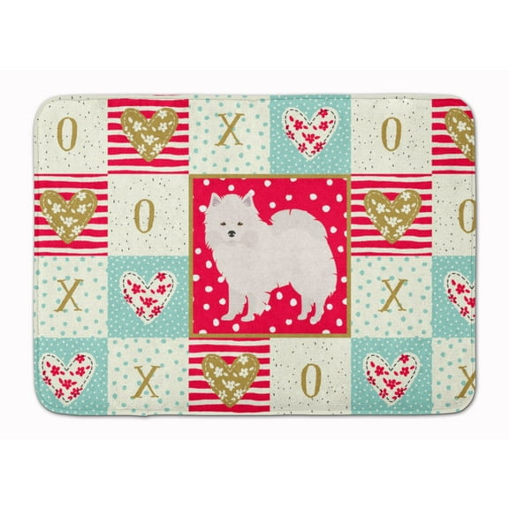 American Eskimo Love Machine Washable Memory Foam Mat Red