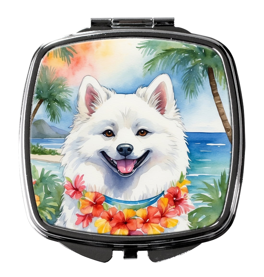 American Eskimo Luau Compact Mirror 2.75 in x 3 in