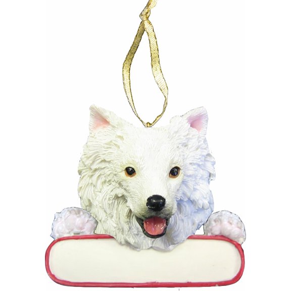 American Eskimo Ornament "Santa's Pals" With Personalized Name Plate A Great Gift For American Eskimo Lovers
