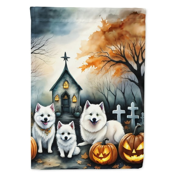 American Eskimo Spooky Halloween House Flag