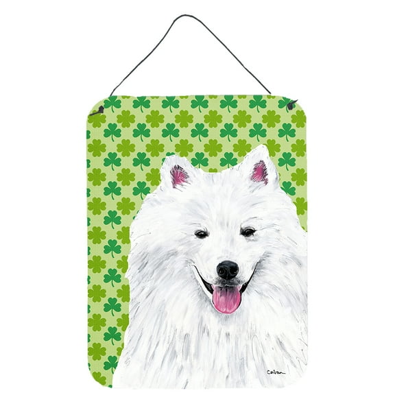 American Eskimo St. Patrick's Day Shamrock Portrait Wall or Door Hanging Prints
