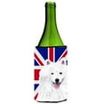 thumbnail image 1 of American Eskimo With English Union Jack British Flag Wine bottle sleeve Hugger - 24 Oz., 1 of 1
