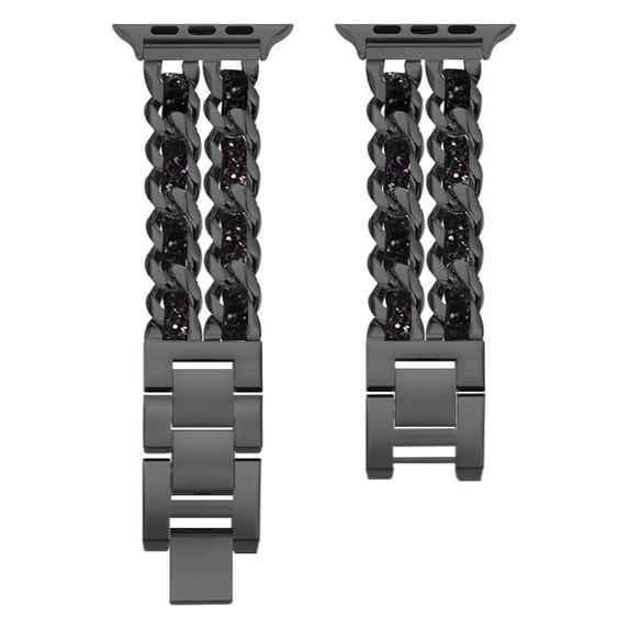 American Exchange Ladies Metal Strap for Apple Watch 38mm & 40mm, Gunmetal/Black Silver Glitter