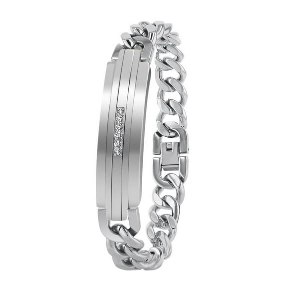 American Exchange Diamond Chain Bracelet, Silver/Black Diamond 1/10 ct. t.w. in Stainless Steel